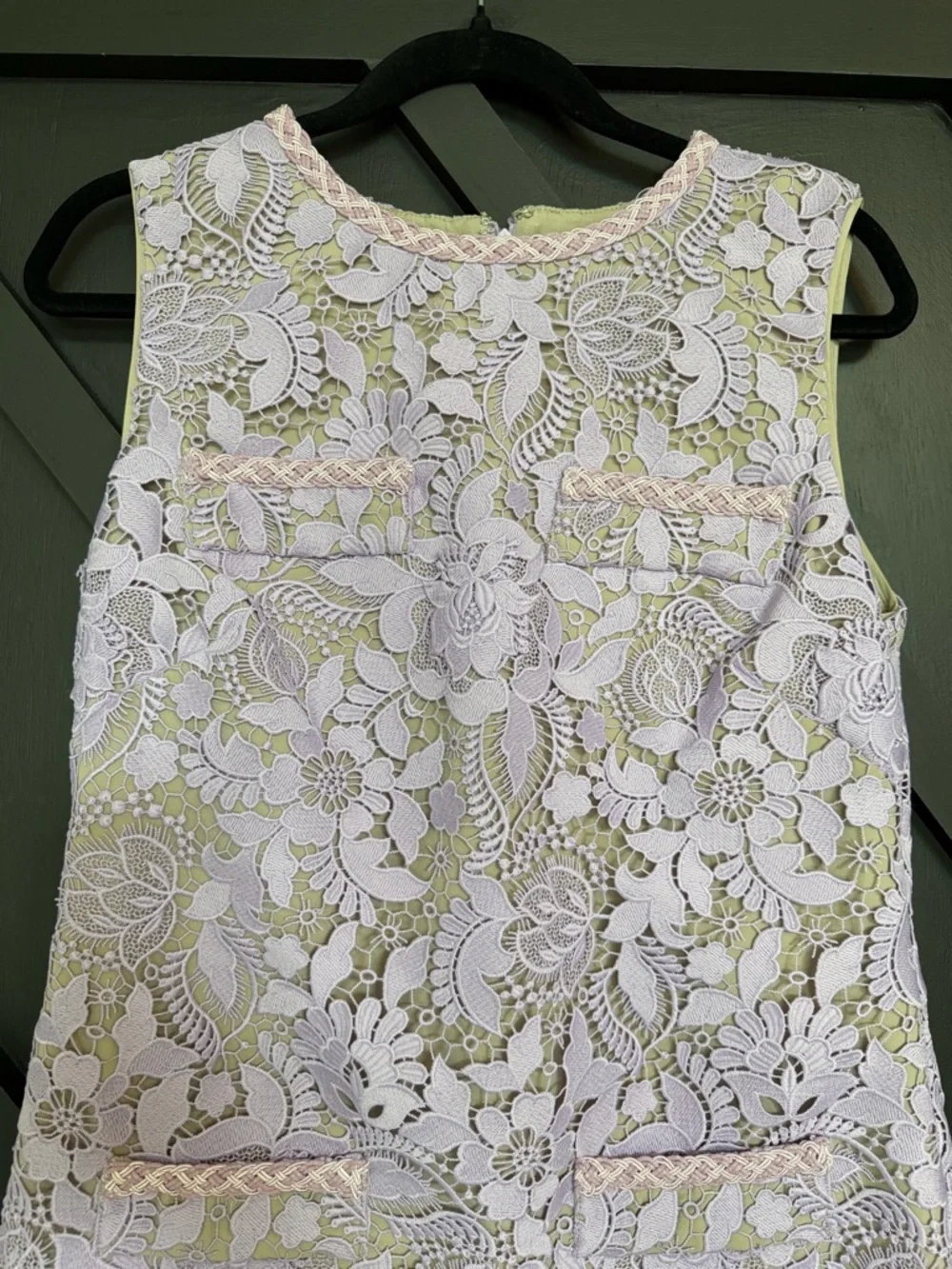 NWT MILLY 3D Garden Lace Sleeveless Mini Dress in Lilac, Size 6 - Picture 7 of 13